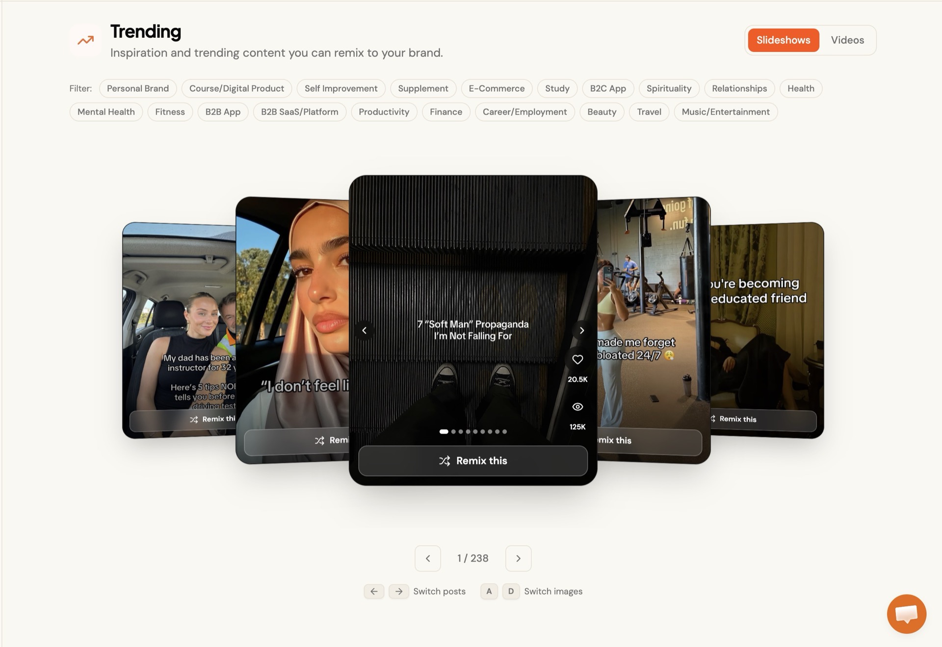 Trending Content Library product screenshot